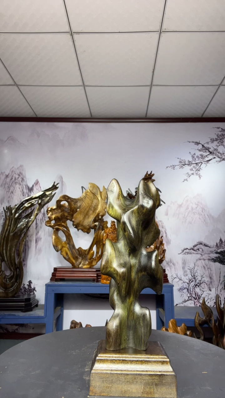 金丝楠木雕款雪**鸿金丝楠木工艺品摆件