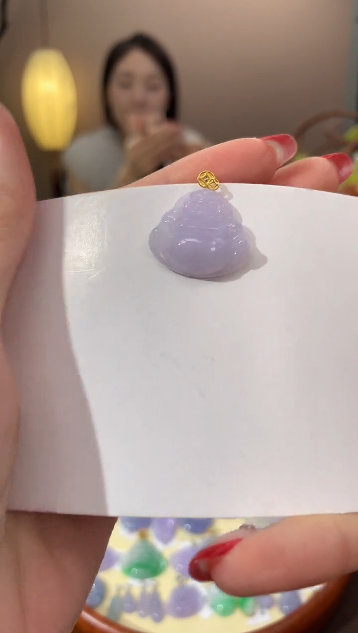 【闪购商品】翡翠颈饰18K金镶嵌天然缅甸a货翡翠