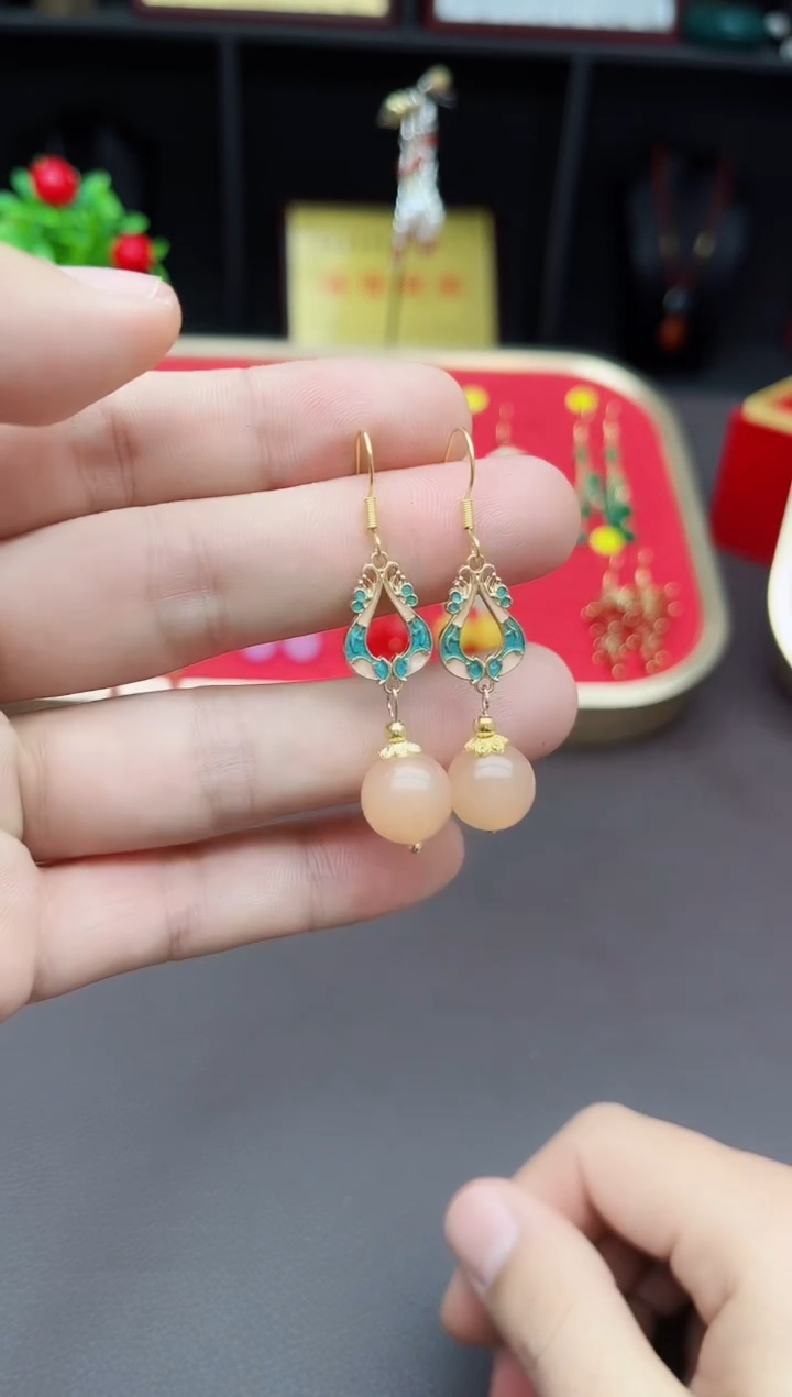 【闪购商品】玛瑙/玉髓耳钉银S925镶嵌305000