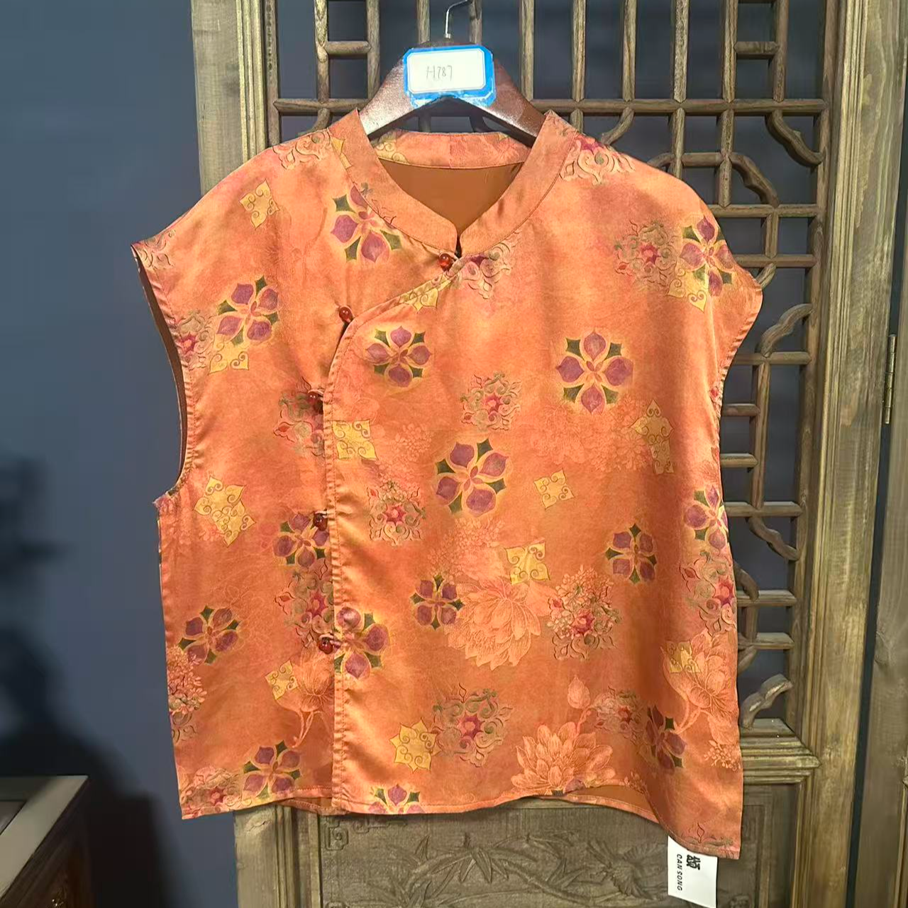 2025夏季新款时尚简约新中式桑蚕丝香云纱奥黛提花上衣女H787