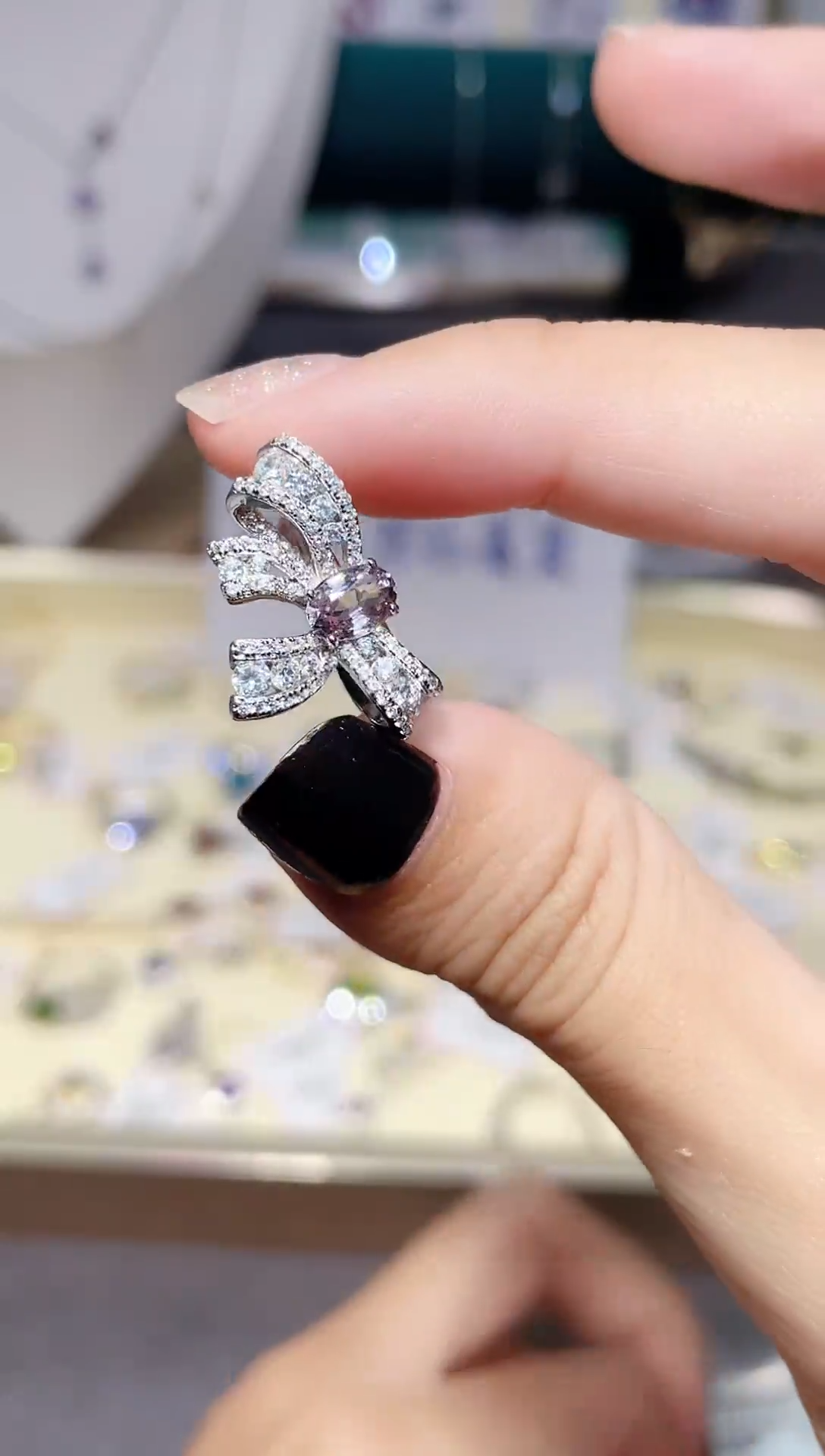 尖晶石戒指银S925镶嵌天然宝石