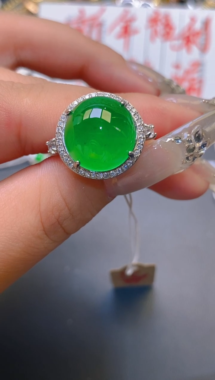 【闪购商品】翡翠耳饰银S925镶嵌天然A货翡翠1