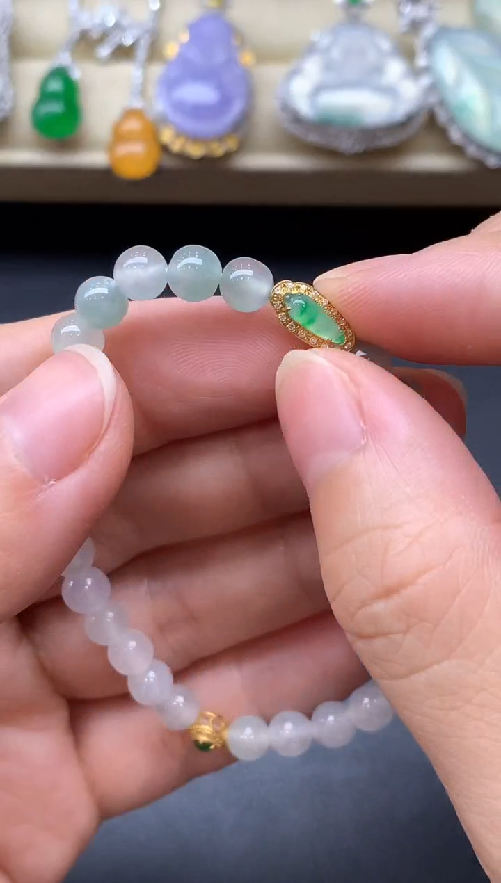 18K金镶嵌手链翡翠88-中国好珍宝