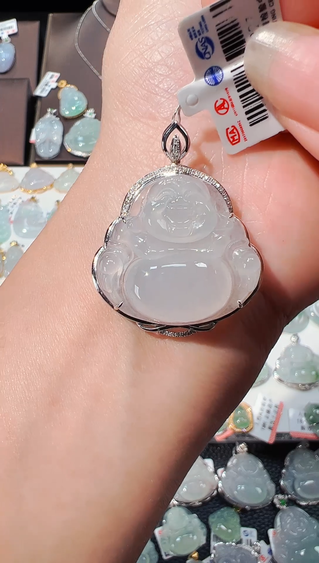 【闪购商品】翡翠吊坠(不含链)18K金镶嵌佛公吊坠827