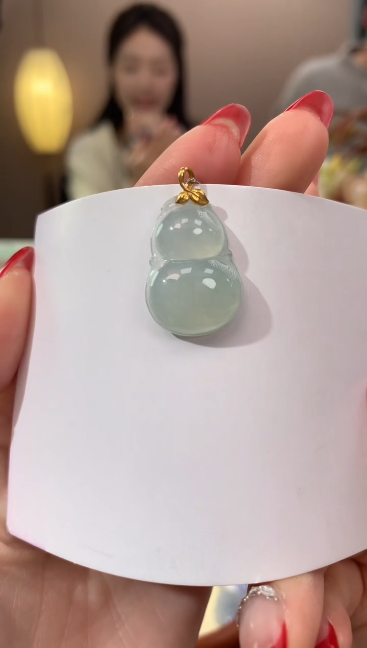 【闪购商品】翡翠颈饰18K金镶嵌天然缅甸a货翡翠