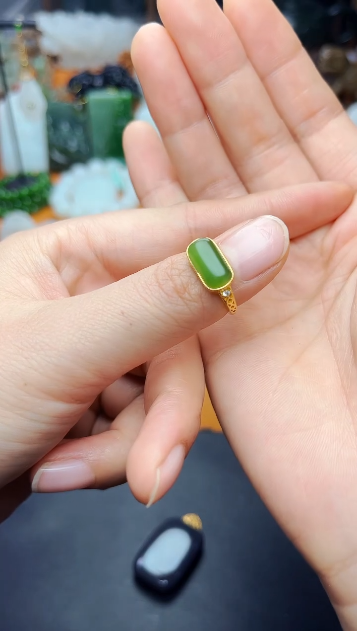 【闪购商品】和田玉戒指银S925镶嵌戒指