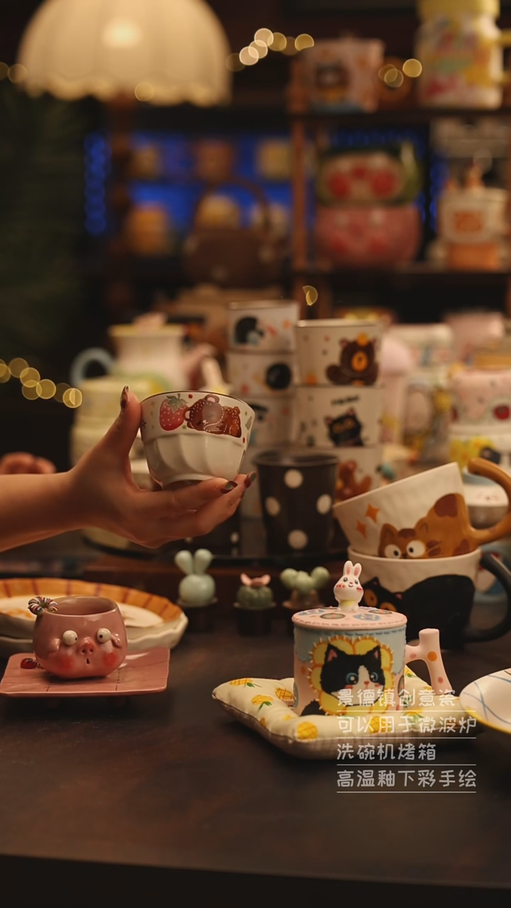 陶瓷景德镇可爱陶瓷釉下彩绘设计师款