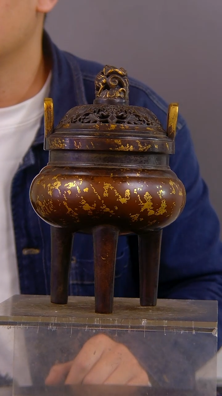 瓷片王*业山水铜缘紫铜香炉结缘1111
