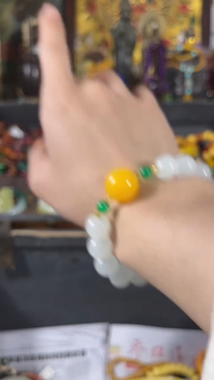 未镶嵌琥珀手链品凡精品直播和田玉手串