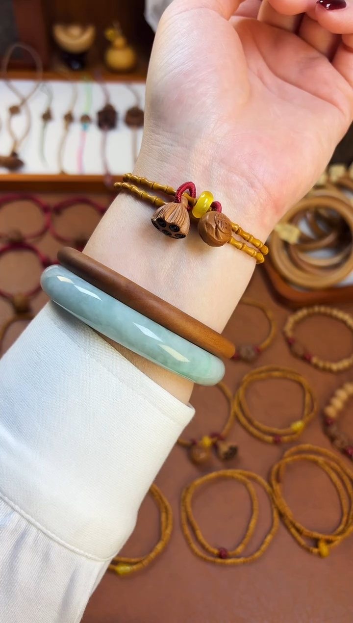 手串桃核竹节双圈福气连连