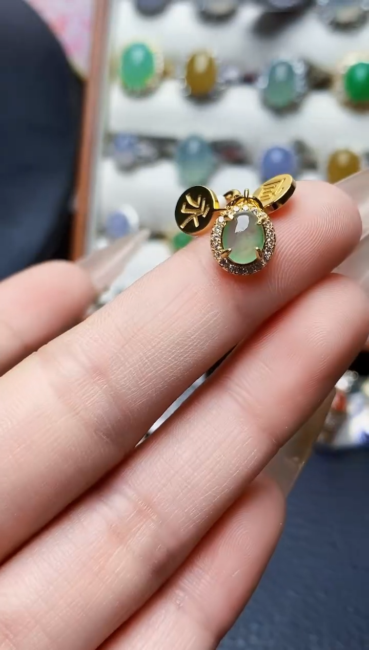 银S925镶嵌戒指翡翠3351