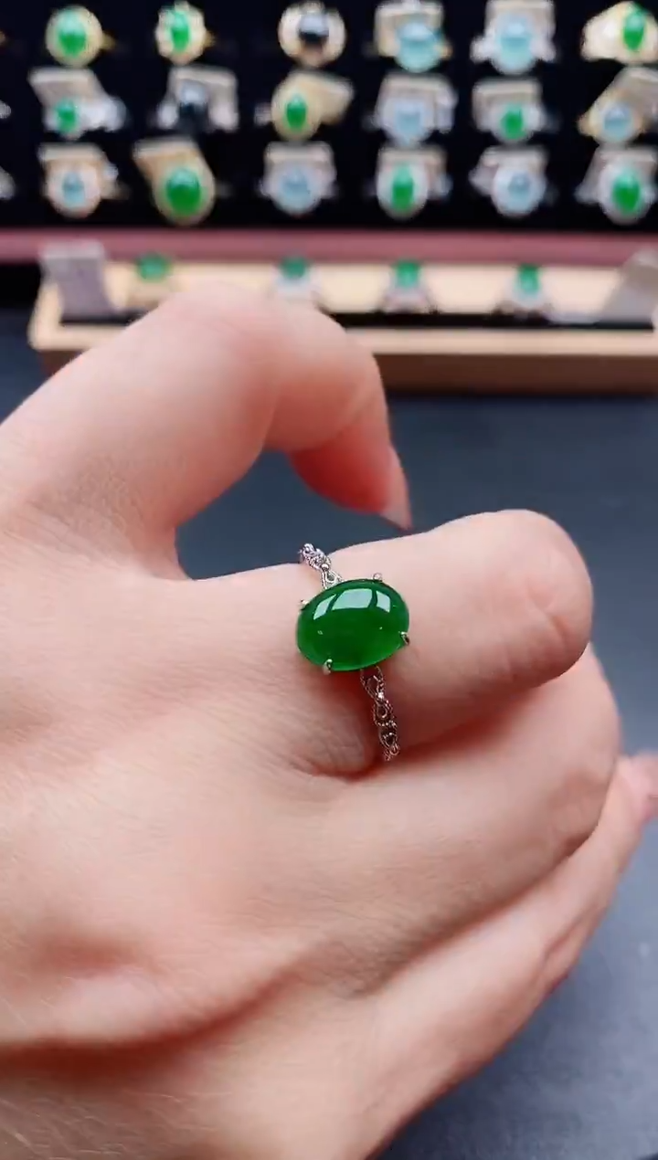 银S925镶嵌戒指翡翠1