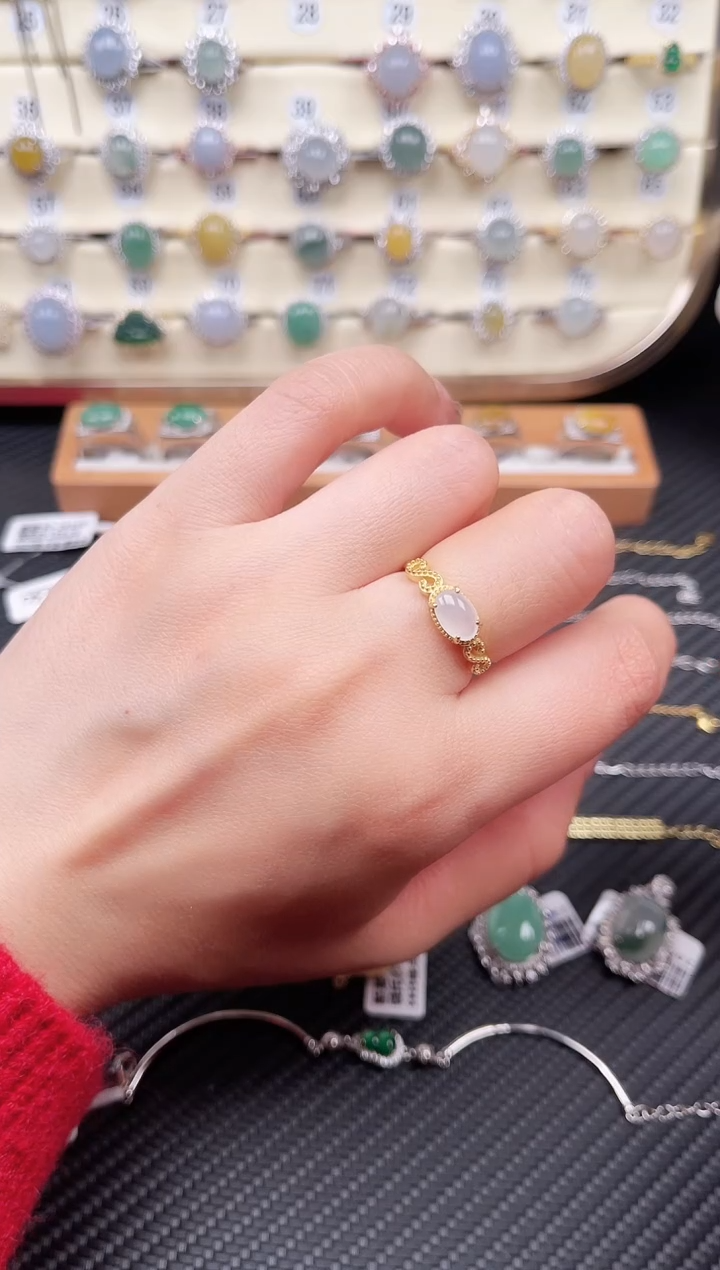 【闪购商品】翡翠戒指银S925镶嵌戒指26