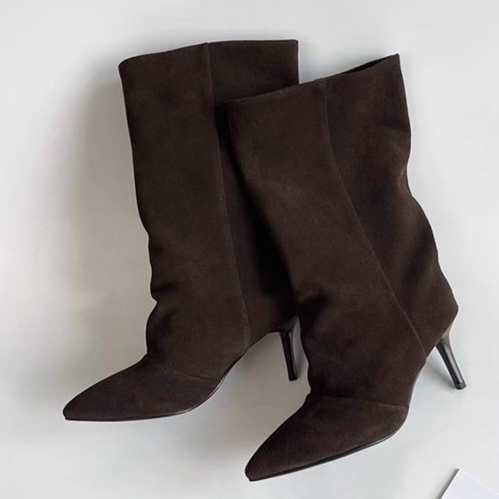 【Lei Jie】百搭秋冬尖头细跟长靴2221