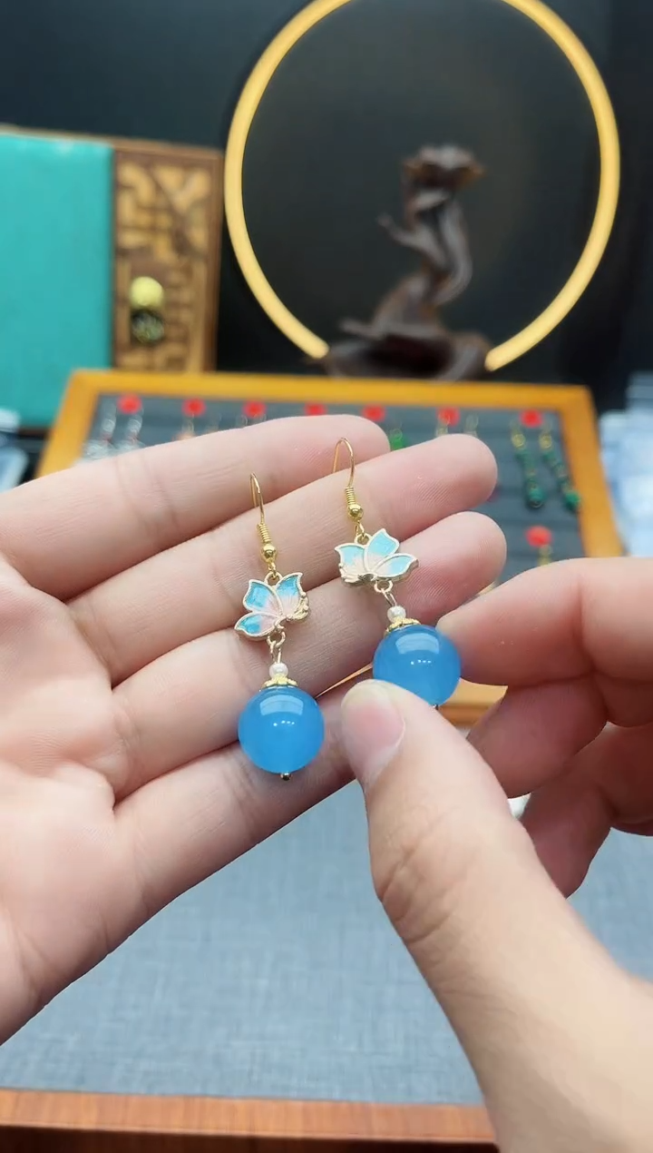【闪购商品】玛瑙/玉髓耳钉银S925镶嵌221000