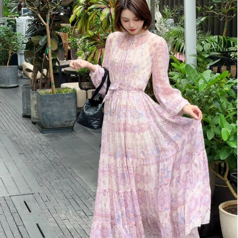 【禾枫原创表弟-紫丁香】重磅100桑蚕丝连衣裙250403-1