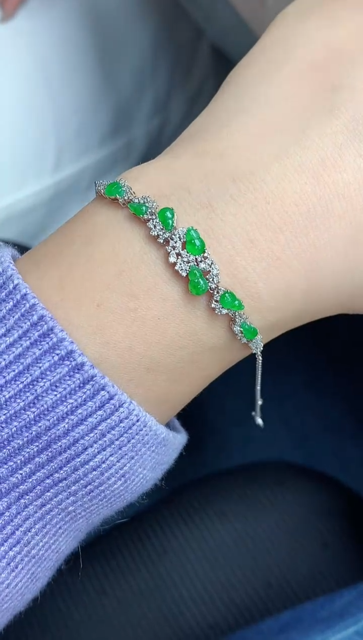 18K金镶嵌手链翡翠521-中国好珍宝