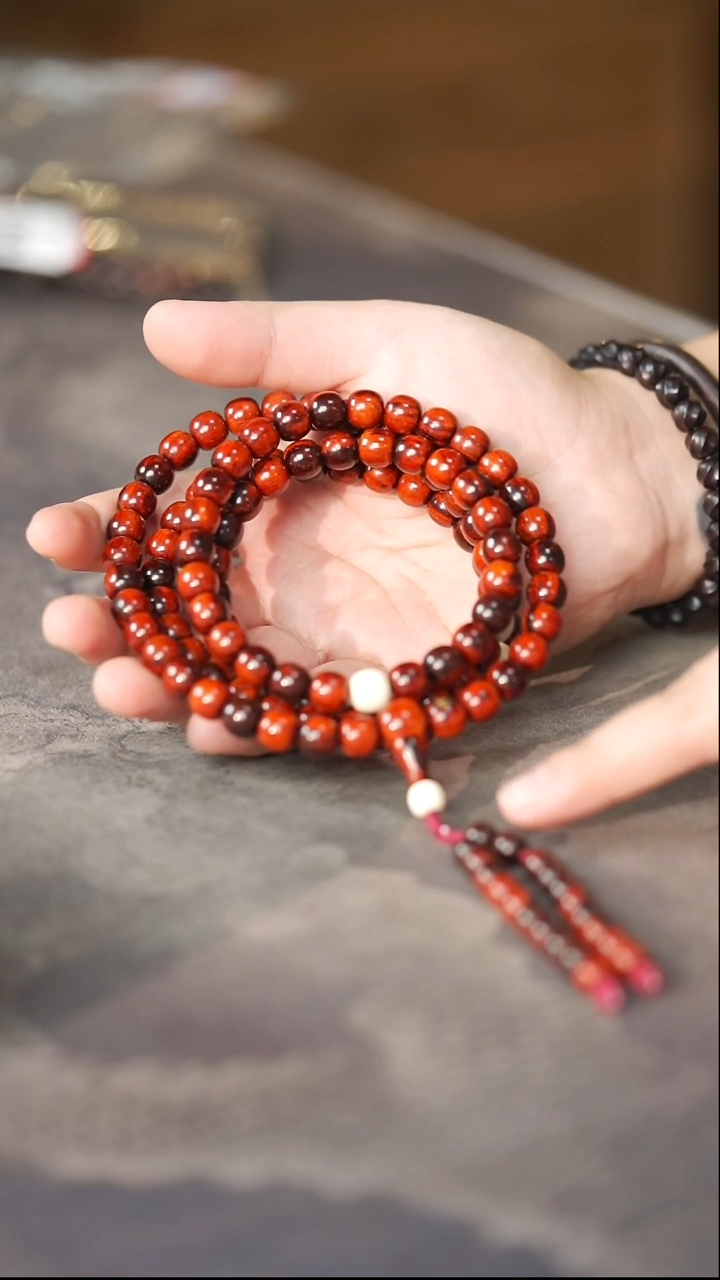 檀香紫檀（小叶紫檀）手串/手链369回流老琴料火焰纹金标10mm多圈