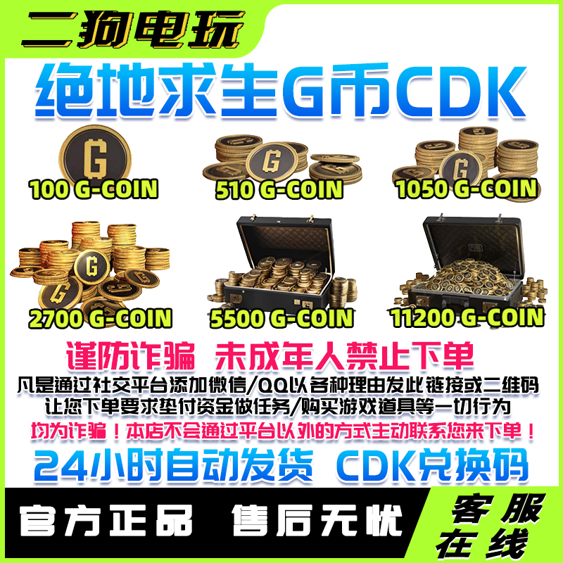绝地求生 PUBG G币 吃鸡 金币 steam游戏G-coin CDK兑换码 gb代充商品图