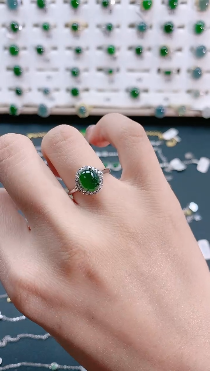 【闪购商品】翡翠戒指银S925镶嵌天然翡翠