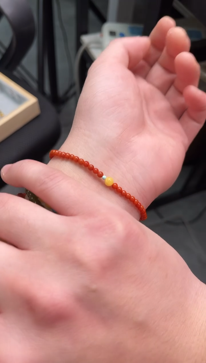 【闪购商品】南红玛瑙手串未镶嵌0.3南红单圈蜜蜡QF-A207