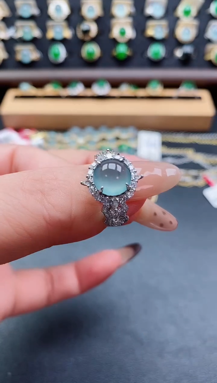 银S925镶嵌戒指翡翠1