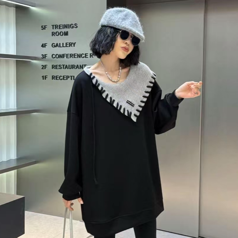 无运险【JIAXUPANG】毛线围巾领卫衣裙