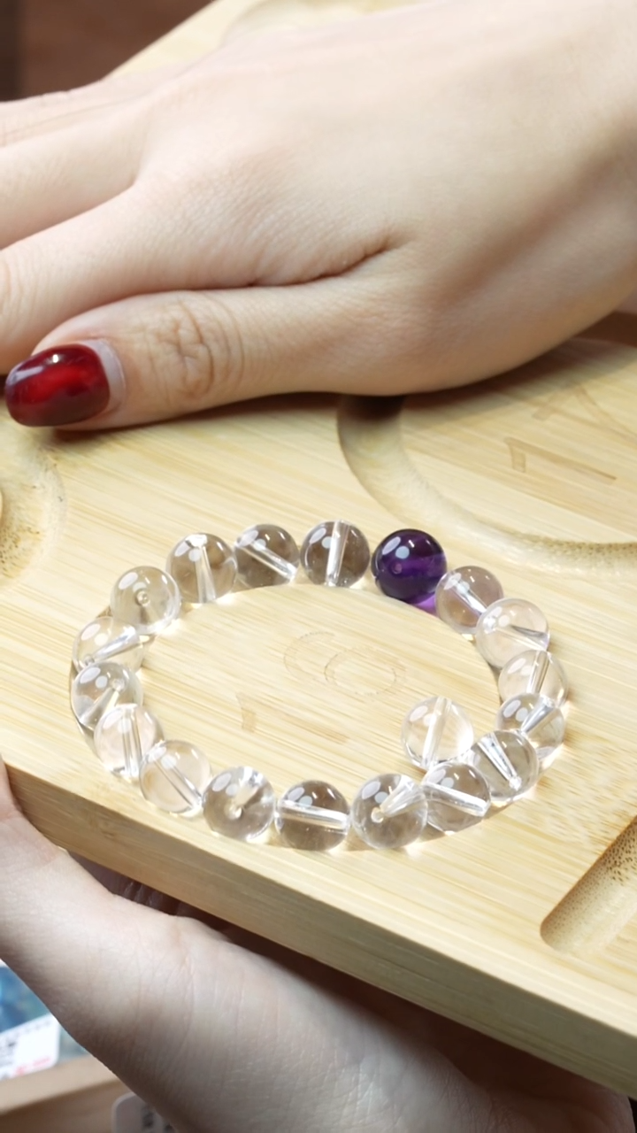 【闪购商品】水晶手串未镶嵌紫水晶白水晶定制手串