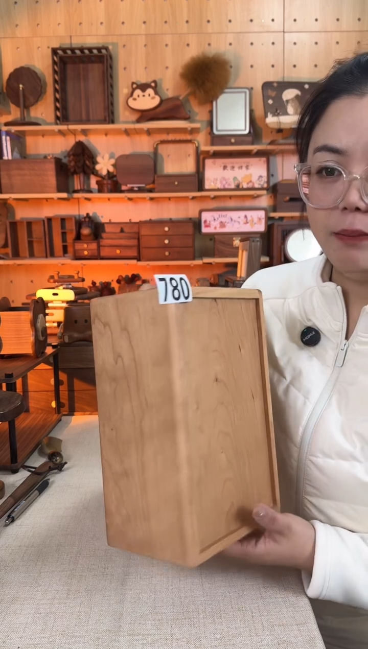 木780樱桃木长方形收纳筐孤品