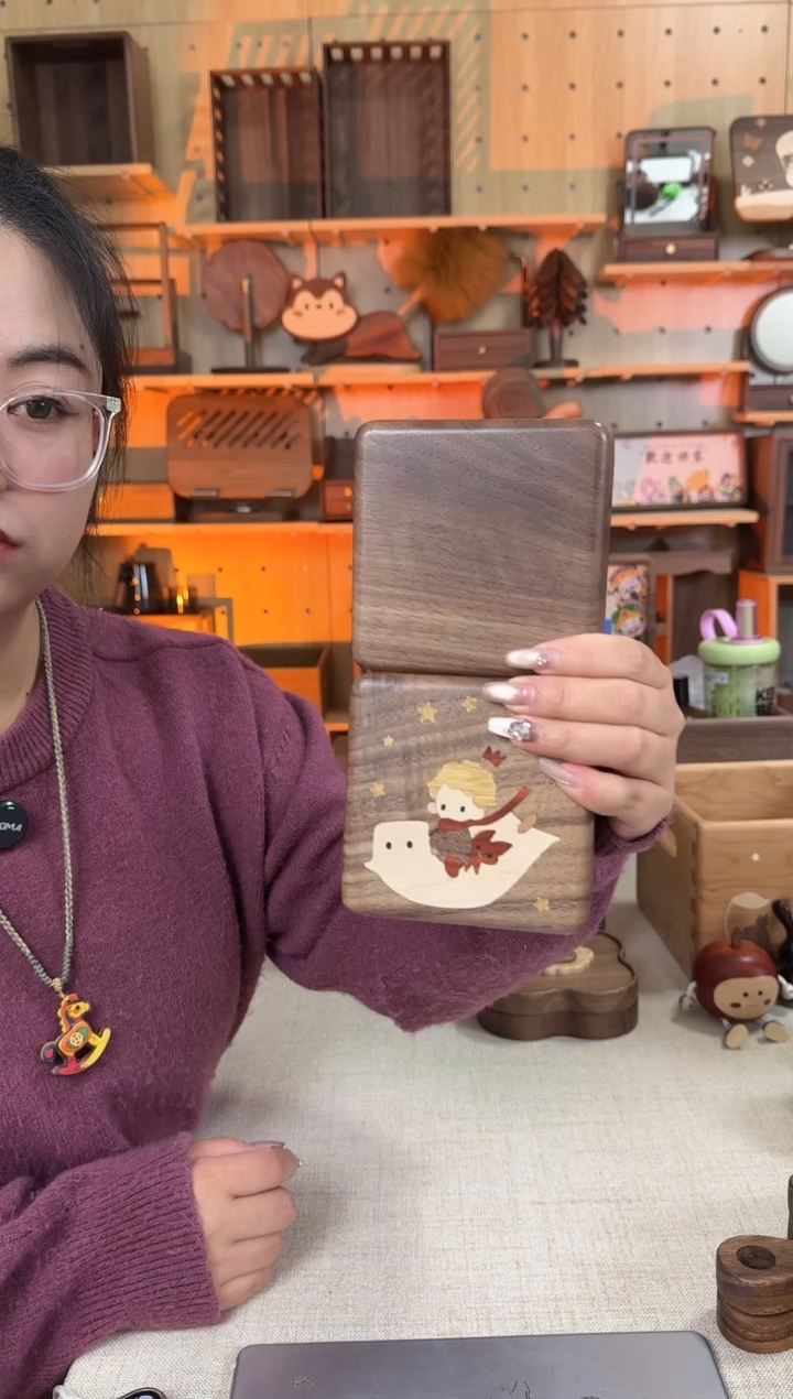 木北美黑胡桃单层素面首饰盒