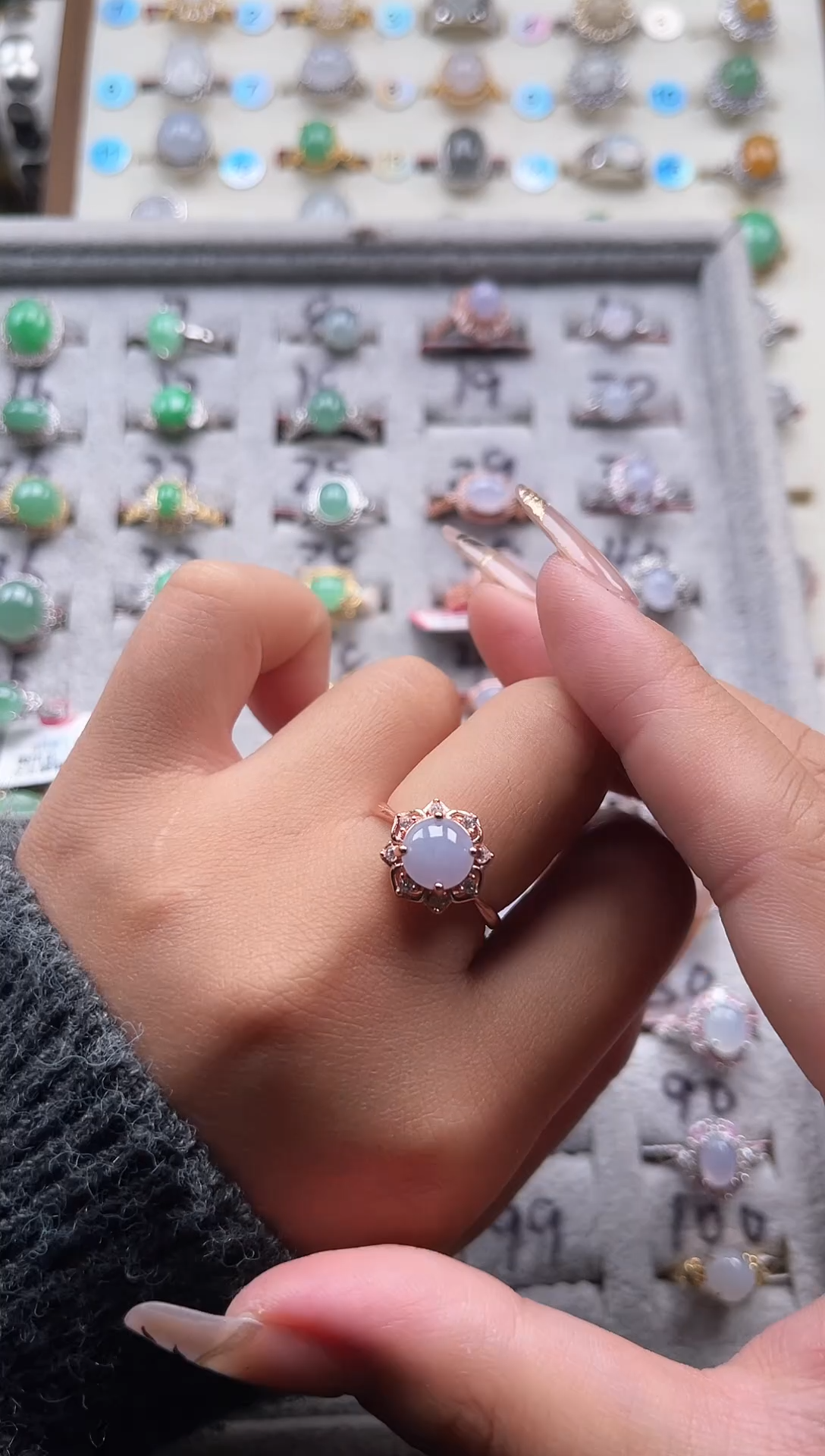 【闪购商品】翡翠戒指银S925镶嵌天然A货翡翠戒指