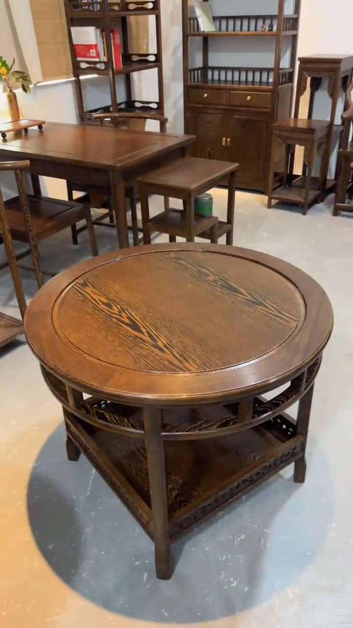 鸡翅木类家具鸡翅木圆几 80*80*65（单桌）