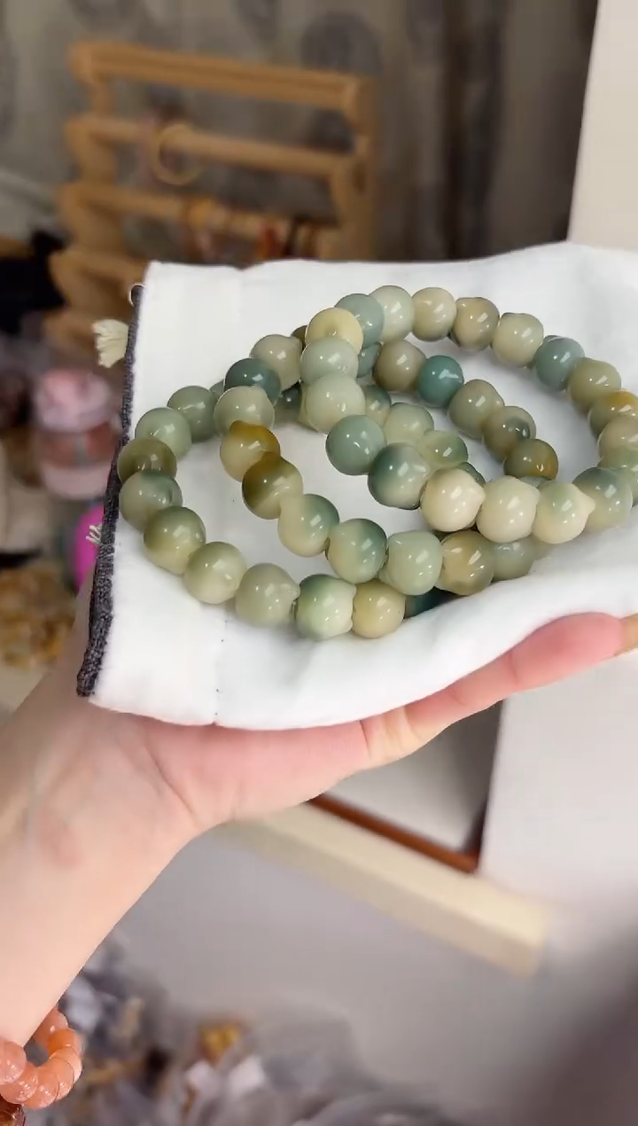 手串菩提根/象牙果沐j64紫美人玉化猫猫头13mm手串