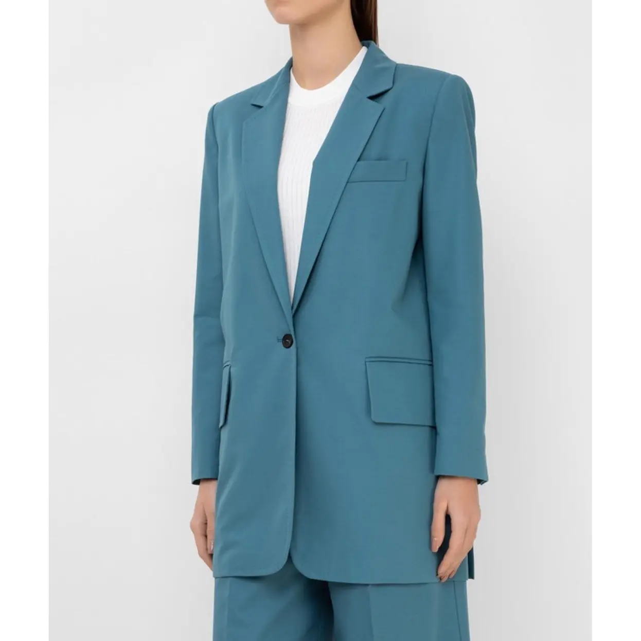 未使用 MaxMara 纯色西装套装 蓝绿色/上 38/下 40