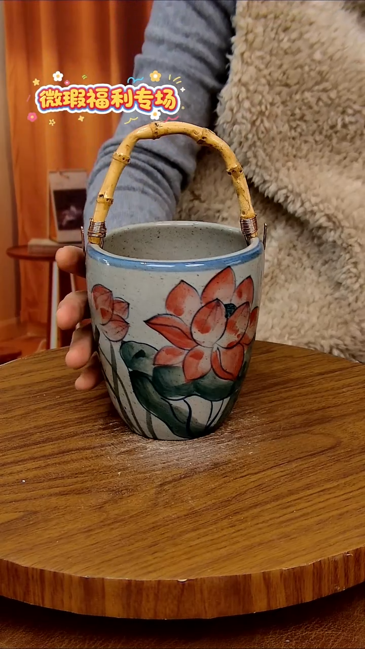 杯子陶手工手绘釉下彩陶瓷，微瑕