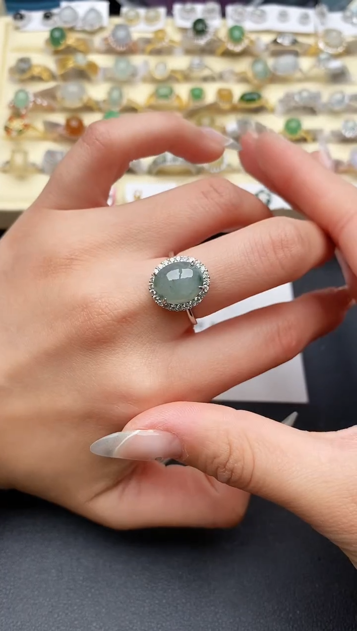 【闪购商品】翡翠戒指银S925镶嵌222222222+9