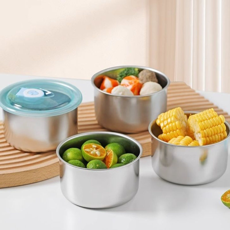 带盖保鲜碗不锈钢冰箱分隔收纳盒食材分装盒野餐盒水果收纳盒