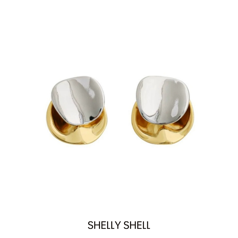 Shelly Shell 铜合金耳饰 拼接原片耳钉 高级感小众设计