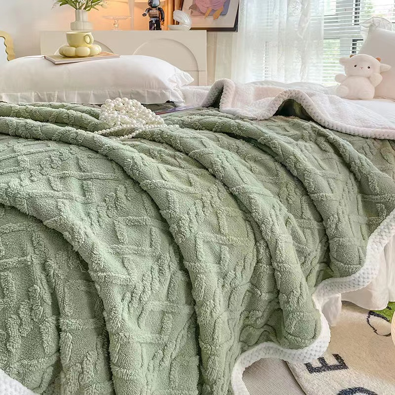  【绿复合毛毯被】150亲肤柔软可机洗加厚双层家用毛毯
