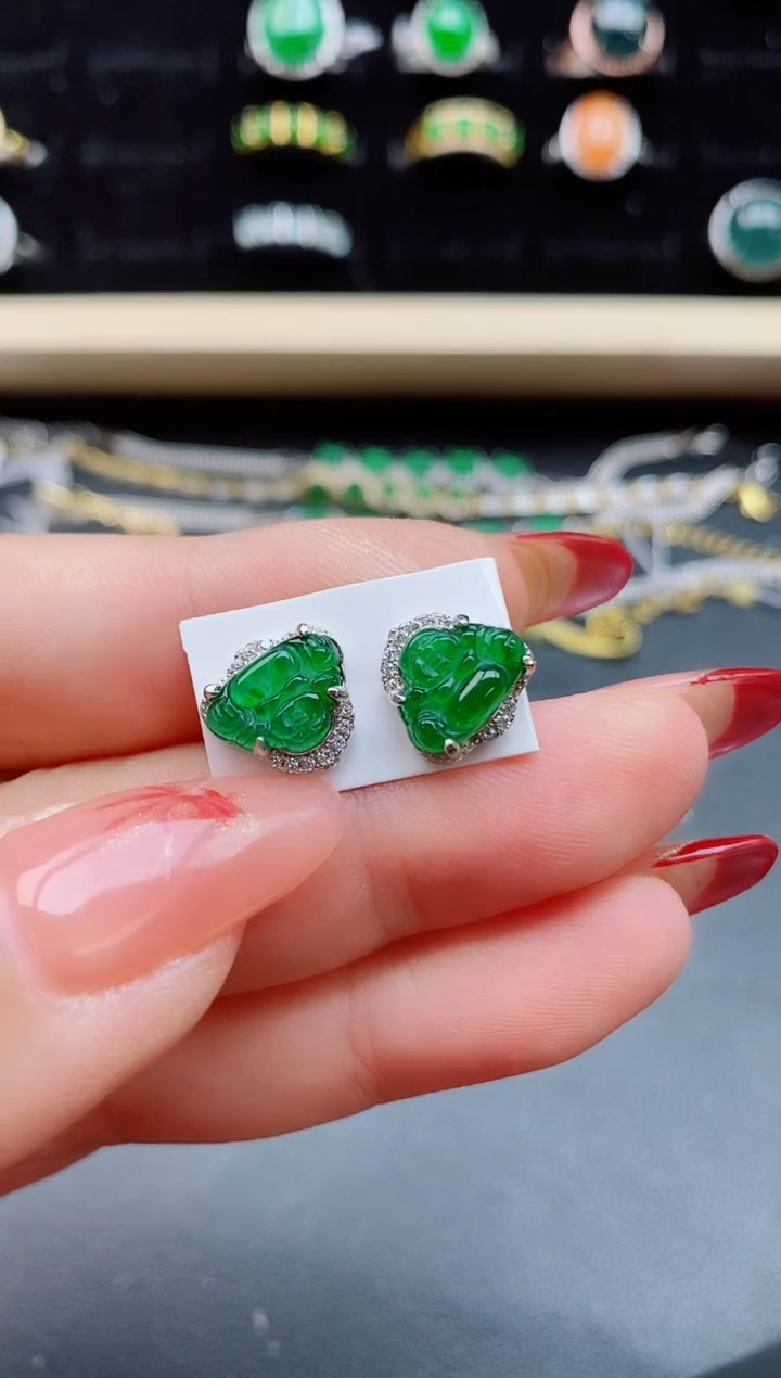 【闪购商品】翡翠耳饰银S925镶嵌321321