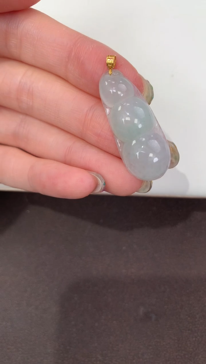 颈饰18K金镶嵌翡翠天然缅甸A货翡翠