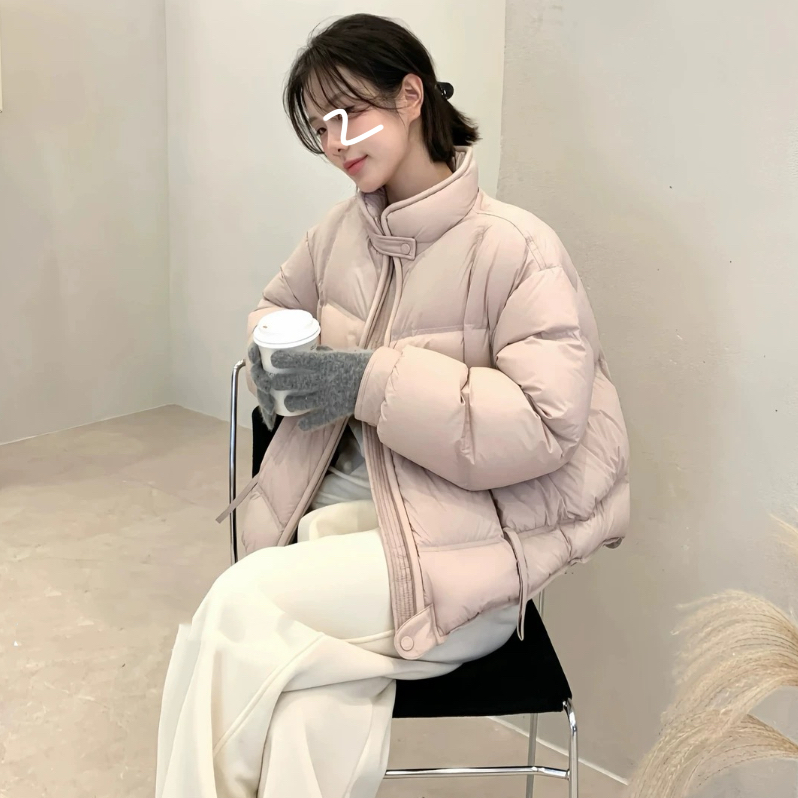 短款长袖落肩袖宽松型立领女装90羽绒服  H0935