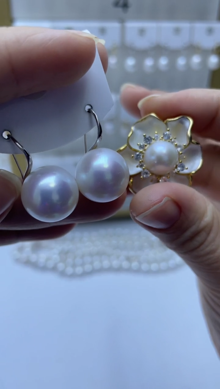 银S925镶嵌耳饰淡水珍珠63