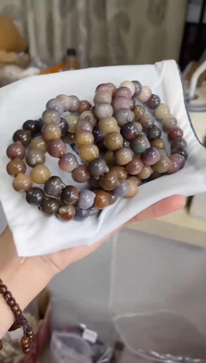 菩提根/象牙果手串r13紫美人玉化猫猫头13手串