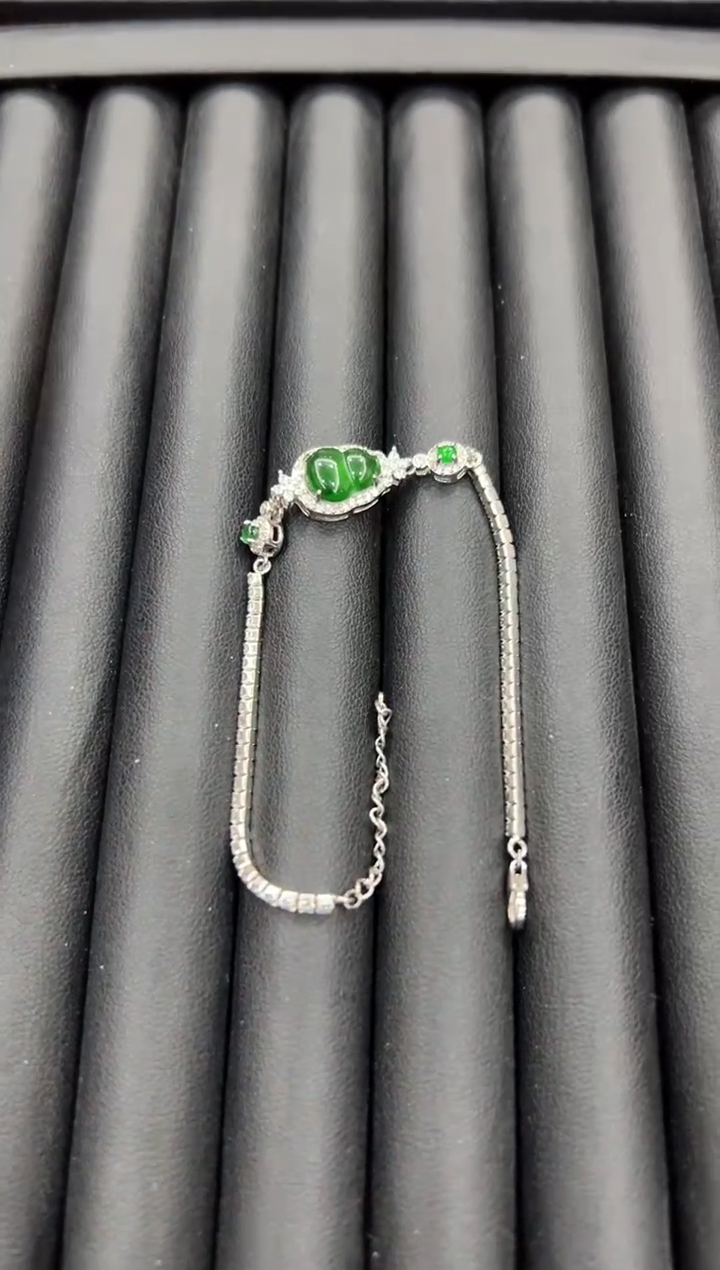 【闪购商品】翡翠手链银S925镶嵌葫芦手链-520867