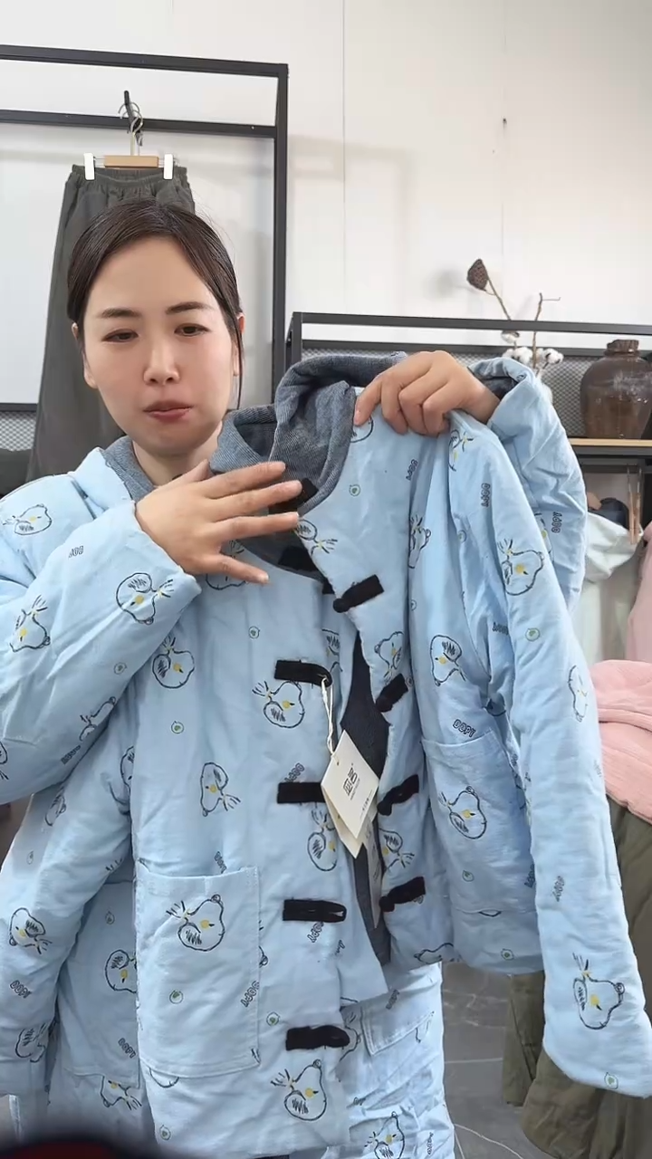 小童140棉花衣戴帽子史努比蓝色