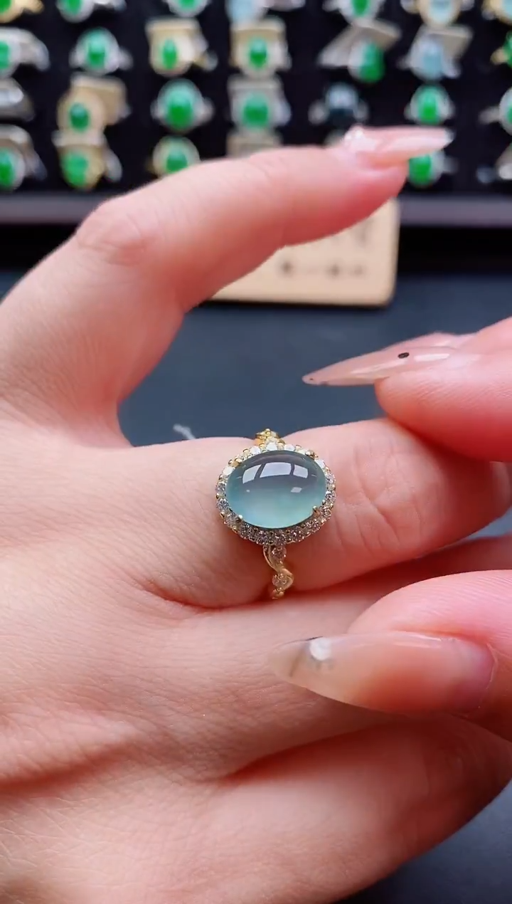 银S925镶嵌戒指翡翠121