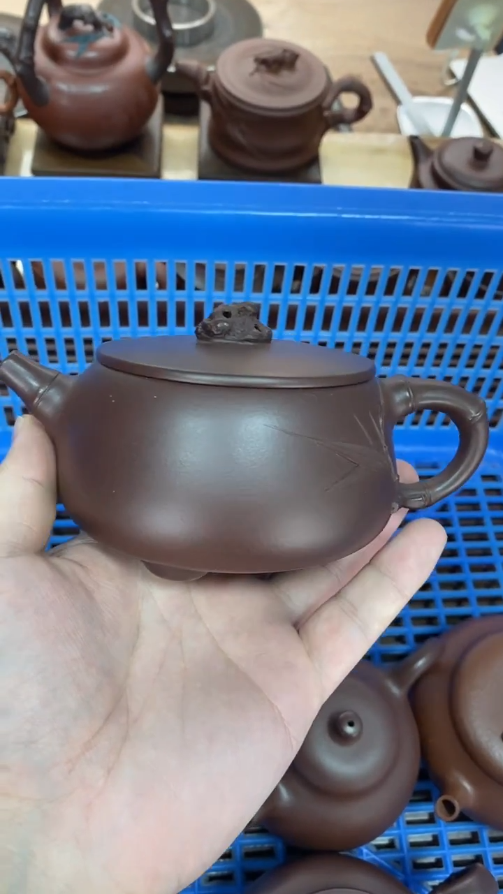 茶壶紫砂微瑕不退换230毫升太湖石瓢紫泥