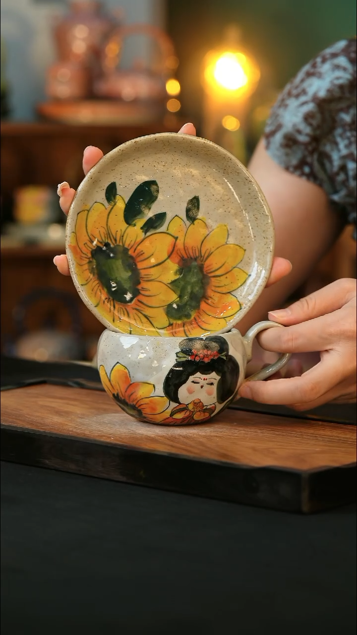 杯手绘心瓷陶瓷浮力