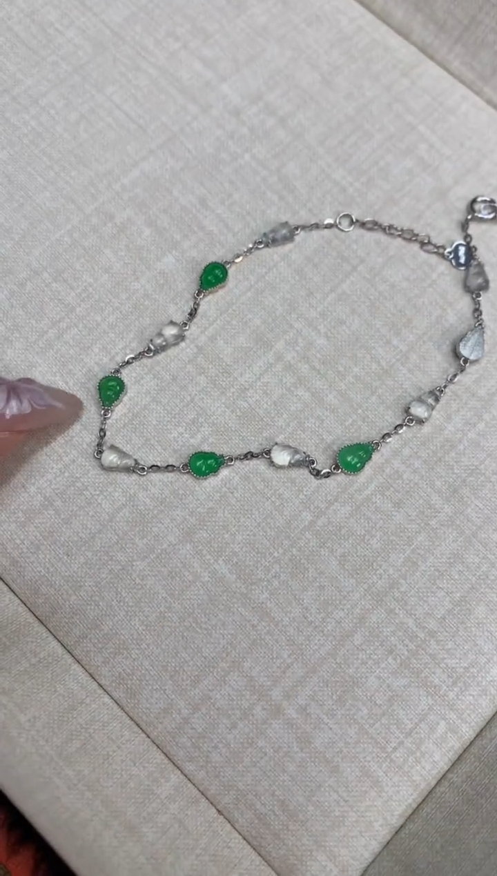 【闪购商品】翡翠手链18K金镶嵌手链